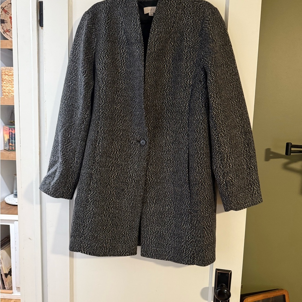 LOFT Outlet Herringbone One-Button Twill Car Coat – Size Large